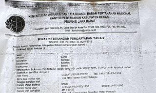 Sertifikat Tanah Warga Babelan Dilaporkan Hilang
