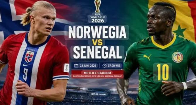 Tim nasional Norwegia meraih kemenangan penting usai mengalahkan Senegal dengan skor 3-2 pada lanjutan Grup I Piala Dunia FIFA 2026 di Stadion New York New Jersey, East Rutherford, Selasa (23/6/2026).